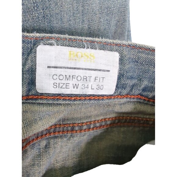 Hugo Boss Men's Distressed Light Wash Relaxed Button Fly Jeans Size 34 x 30 - Picture 8 of 10